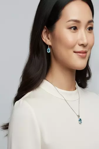 Pure 925 silver blue topaz set for women