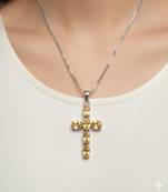 Pure 925 silver cross citrine pendant for men & women