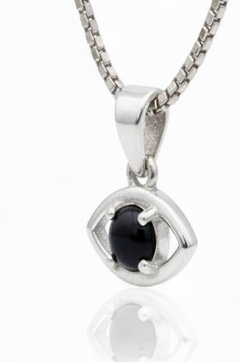 Pure 925 silver evil eye black obsidian pendant for men & women