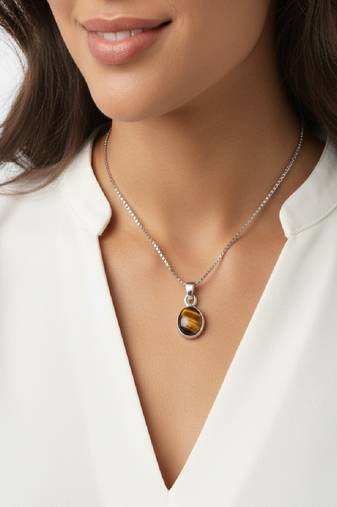 Pure 925 silver tiger eye pendant for men & women