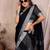 Black weaving linen cotton saree with blouse