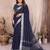 Navy blue weaving linen cotton saree with blouse