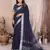 Navy blue weaving linen cotton saree with blouse
