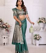 Green weaving soft organza saree with blouse