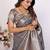 Grey weaving soft organza saree with blouse