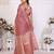 Pink weaving soft organza saree with blouse