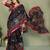 Black printed mal cotton saree with blouse