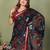 Black printed mal cotton saree with blouse
