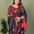 Navy blue printed mal cotton saree with blouse