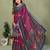Purple printed mal cotton saree with blouse