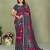 Purple printed mal cotton saree with blouse