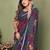 Purple printed mal cotton saree with blouse