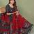 Red printed mal cotton saree with blouse