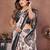 Black printed mal cotton saree with blouse
