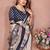 Navy blue printed mal cotton saree with blouse