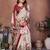 Red printed mal cotton saree with blouse