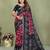 Black printed mal cotton saree with blouse