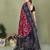 Black printed mal cotton saree with blouse