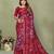 Maroon printed mal cotton saree with blouse