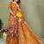 Mustard printed mal cotton saree with blouse