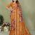 Mustard printed mal cotton saree with blouse