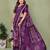 Purple printed mal cotton saree with blouse