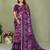Purple printed mal cotton saree with blouse