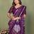 Purple printed mal cotton saree with blouse