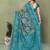 Blue printed mal cotton saree with blouse
