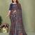 Navy blue printed mal cotton saree with blouse
