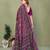 Purple printed mal cotton saree with blouse