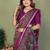 Purple printed mal cotton saree with blouse