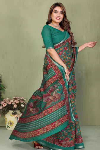 Rama printed mal cotton saree with blouse