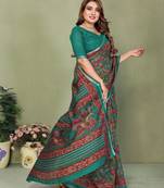 Rama printed mal cotton saree with blouse