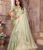 Green weaving soft organza saree with blouse