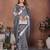 Grey weaving linen cotton saree with blouse