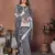 Grey weaving linen cotton saree with blouse