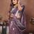 Purple weaving linen cotton saree with blouse