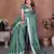 Teal green weaving linen cotton saree with blouse