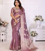 Mauve weaving soft organza saree with blouse