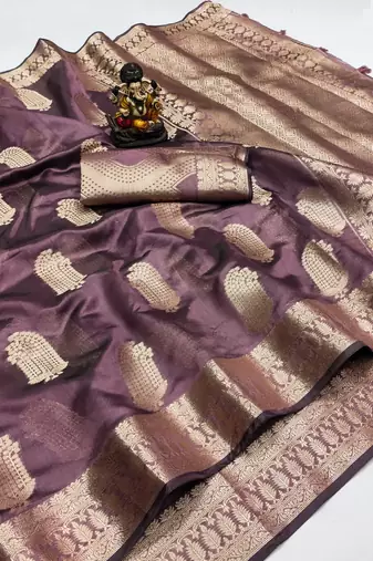 Mauve weaving soft organza saree with blouse