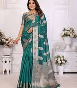 Blue weaving soft organza saree with blouse