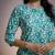 Women's cotton straight white/c-green embellished kurta