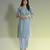 Women's cotton light blue with multi color embellished kurta