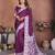 purple handmade bhandhej viscos silk blend saree with blouse