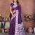 dark purple handmade bhandhej viscos silk blend saree with blouse