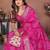 pink handmade bhandhej viscos silk blend saree with blouse