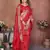 red handmade bhandhej viscos silk blend saree with blouse