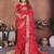 red handmade bhandhej viscos silk blend saree with blouse