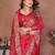 red handmade bhandhej viscos silk blend saree with blouse